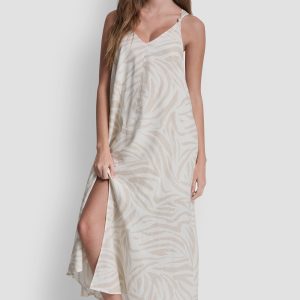 LINEN-BLEND TIE BACK MAXI DRESS