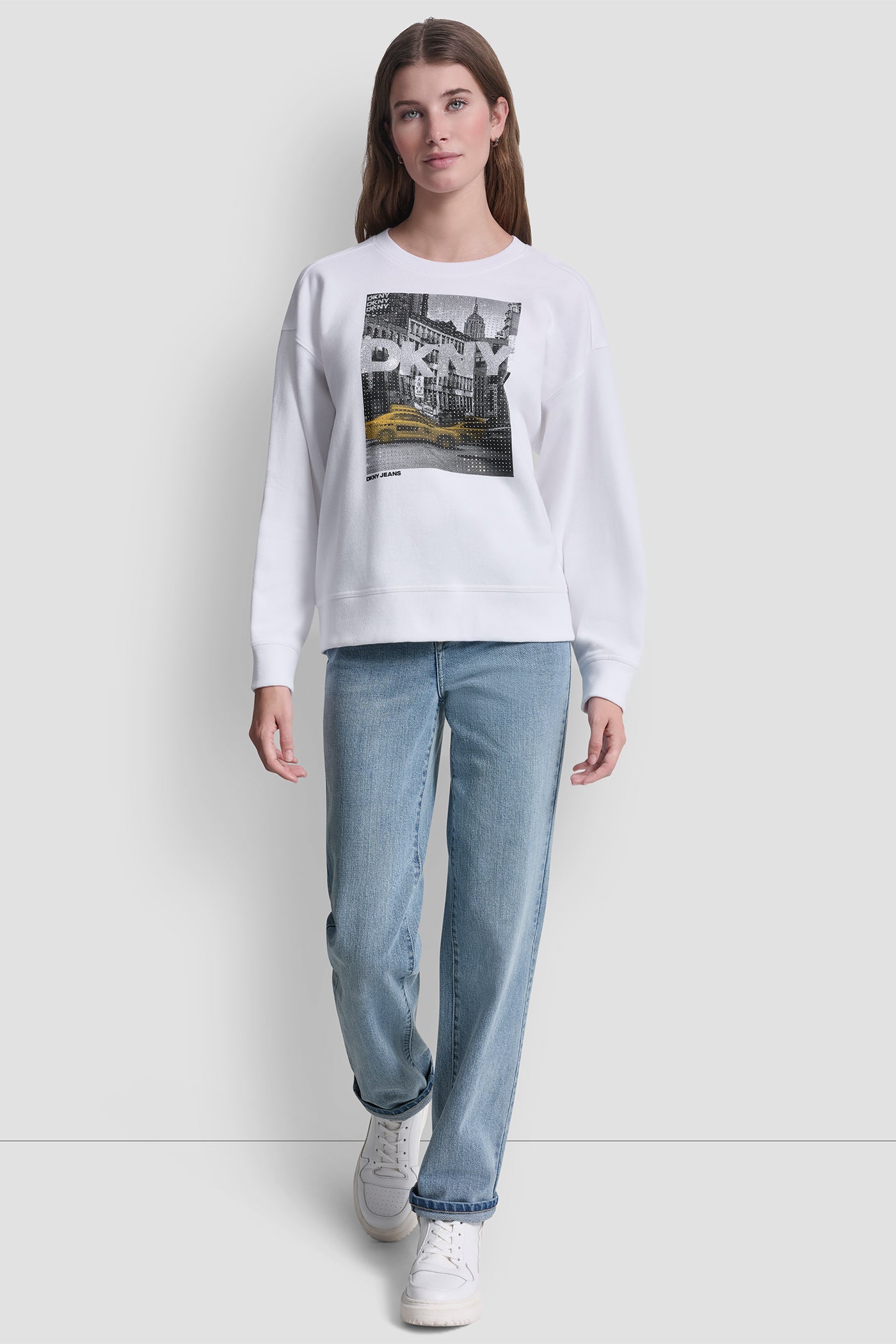 DKNY RHINESTONE TAXI LOGO SWEATSHIRT - Image 2
