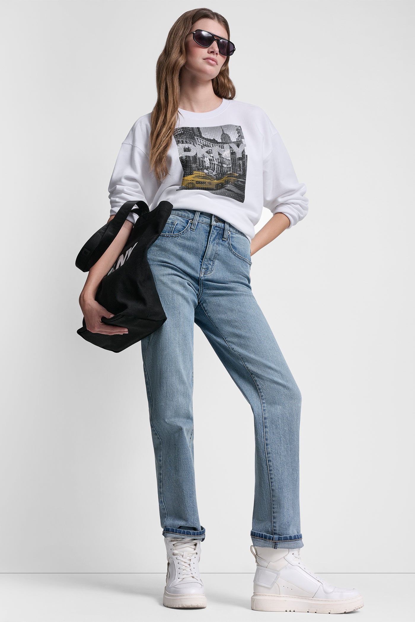 DKNY RHINESTONE TAXI LOGO SWEATSHIRT - Image 7