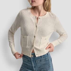 CREW NECK CARDIGAN WITH PATCH POCKETS