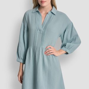 GAUZE V-NECK DRESS