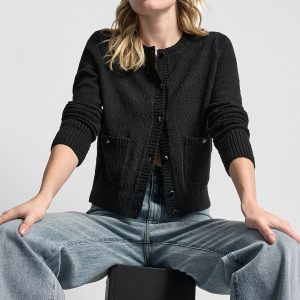 CREW NECK CARDIGAN WITH PATCH POCKETS