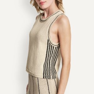 SLEEVELESS SWEATER WITH STRIPED DETAIL