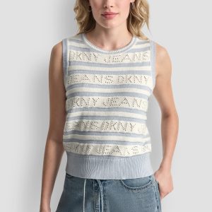 LOGO POINTELLE STRIPED SWEATER