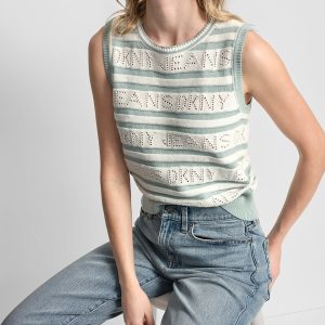 LOGO POINTELLE STRIPED SWEATER