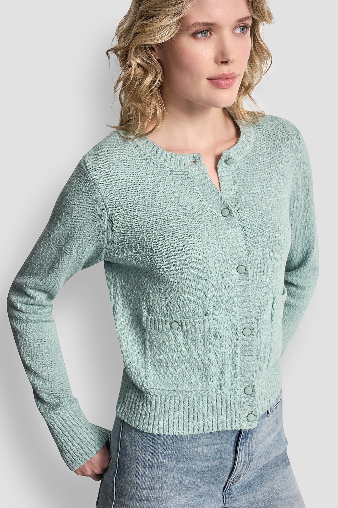 CREW NECK CARDIGAN WITH PATCH POCKETS - Image 4