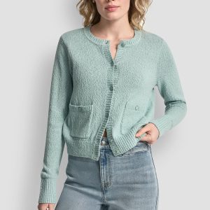 CREW NECK CARDIGAN WITH PATCH POCKETS