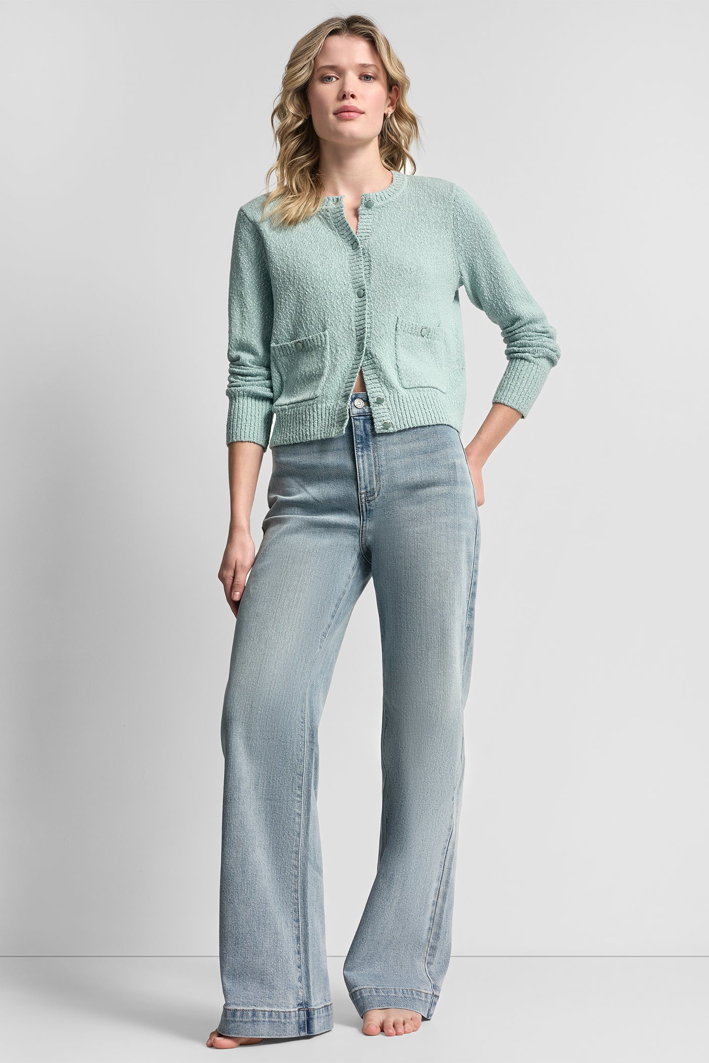 CREW NECK CARDIGAN WITH PATCH POCKETS - Image 2