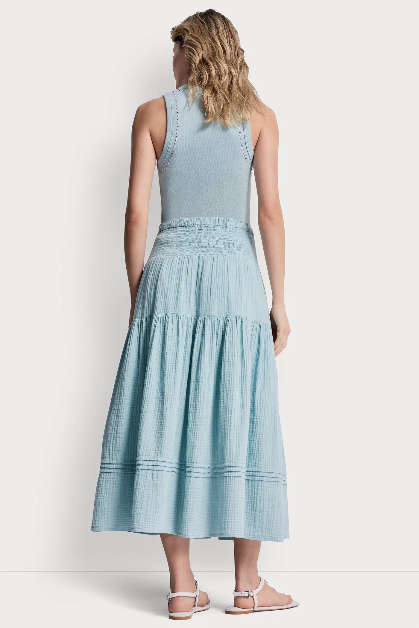 SMOCKED WAIST MAXI TIERED SKIRT - Image 5