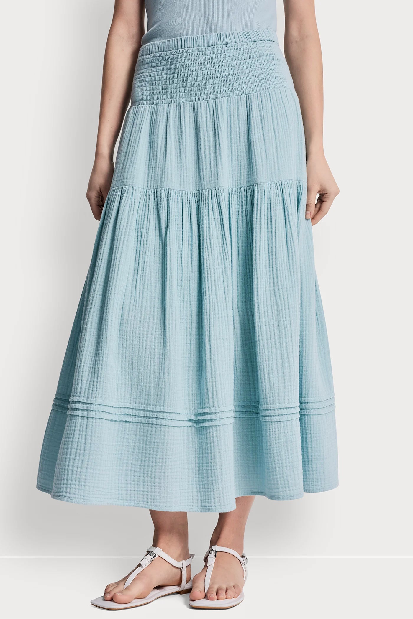 SMOCKED WAIST MAXI TIERED SKIRT - Image 2