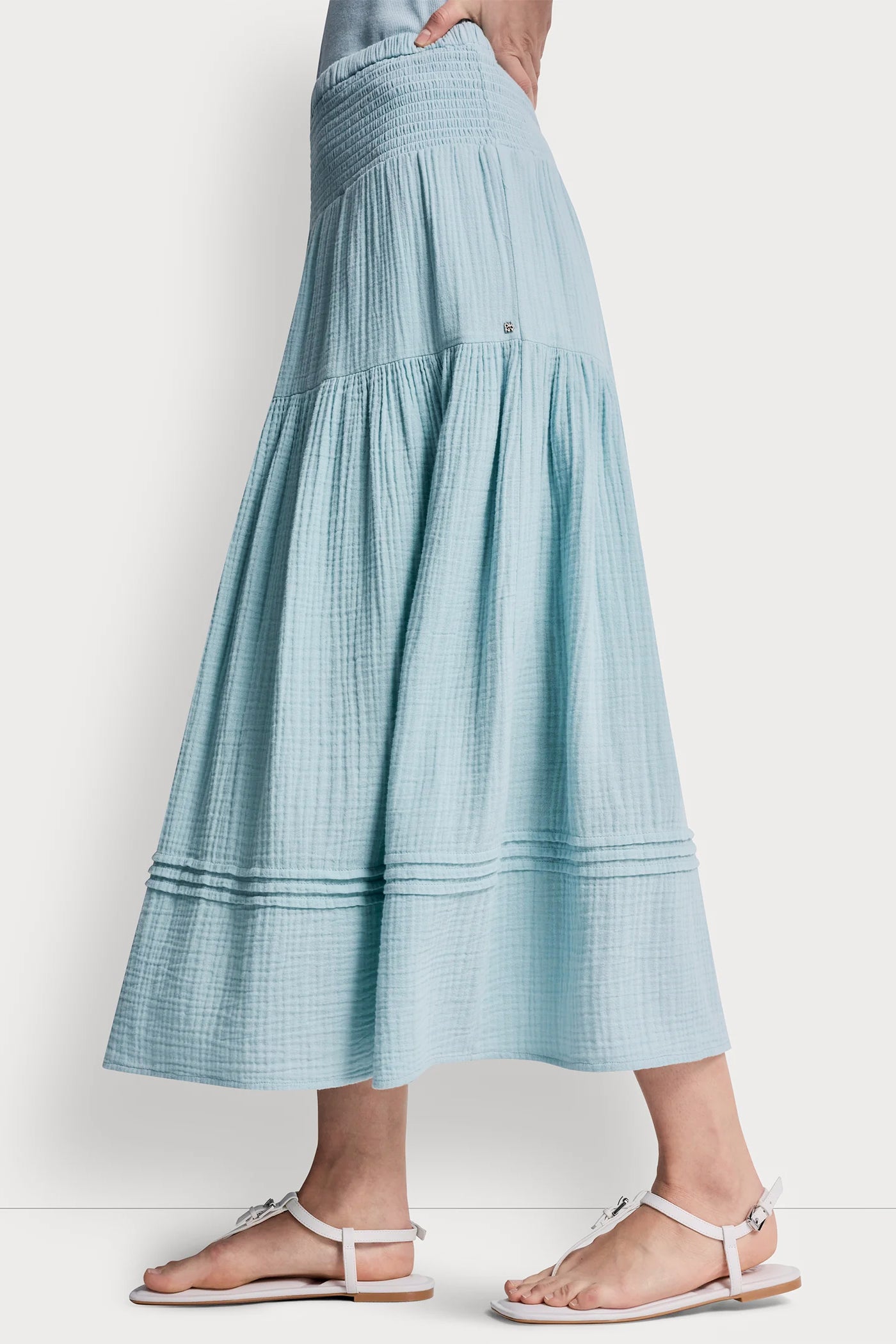 SMOCKED WAIST MAXI TIERED SKIRT - Image 4