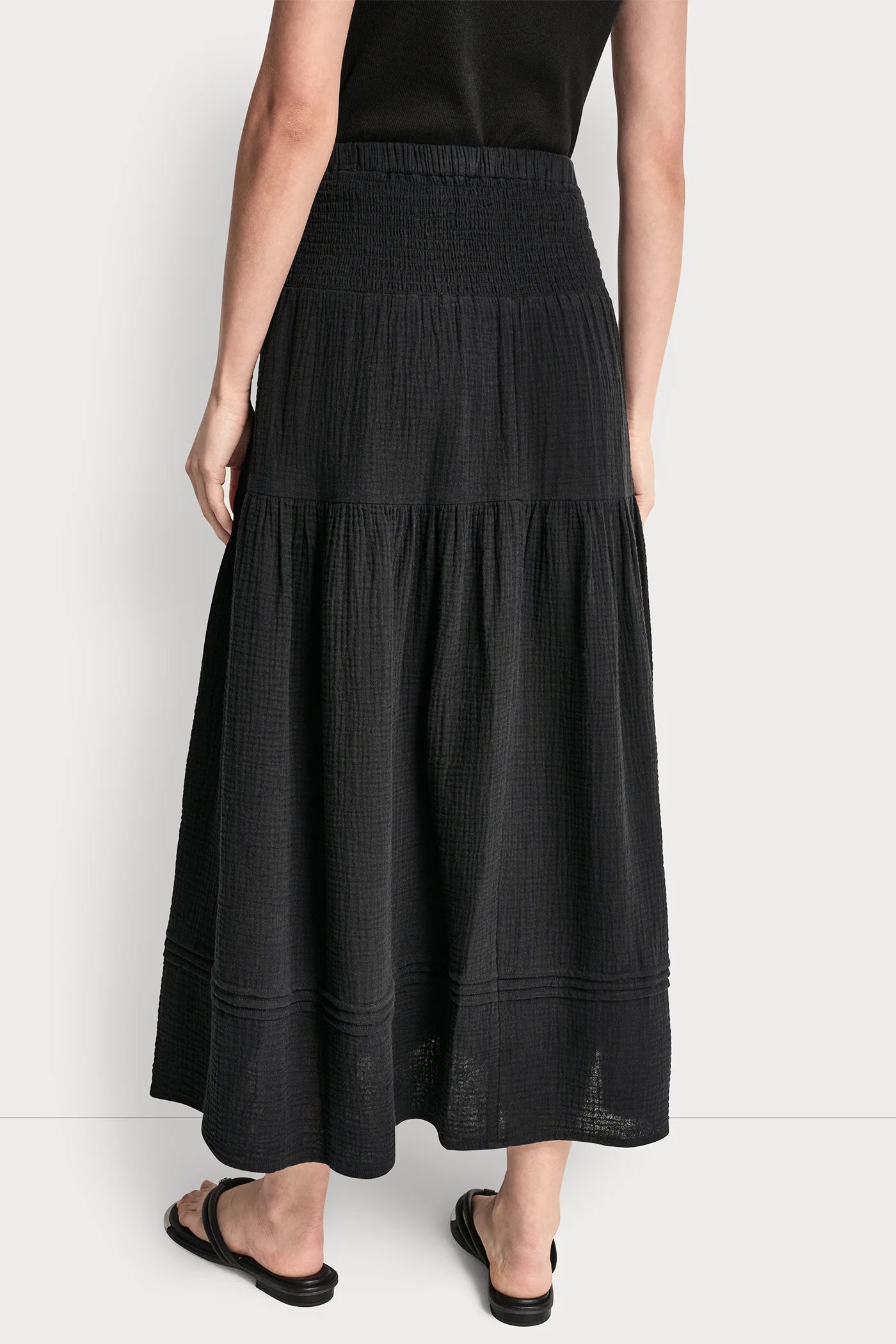 SMOCKED WAIST MAXI TIERED SKIRT - Image 4