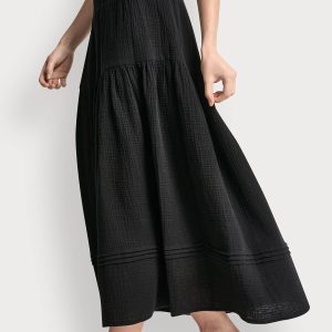 SMOCKED WAIST MAXI TIERED SKIRT