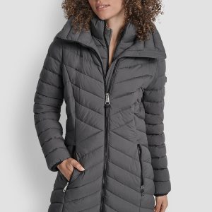 HOODED STAND COLLAR PUFFER