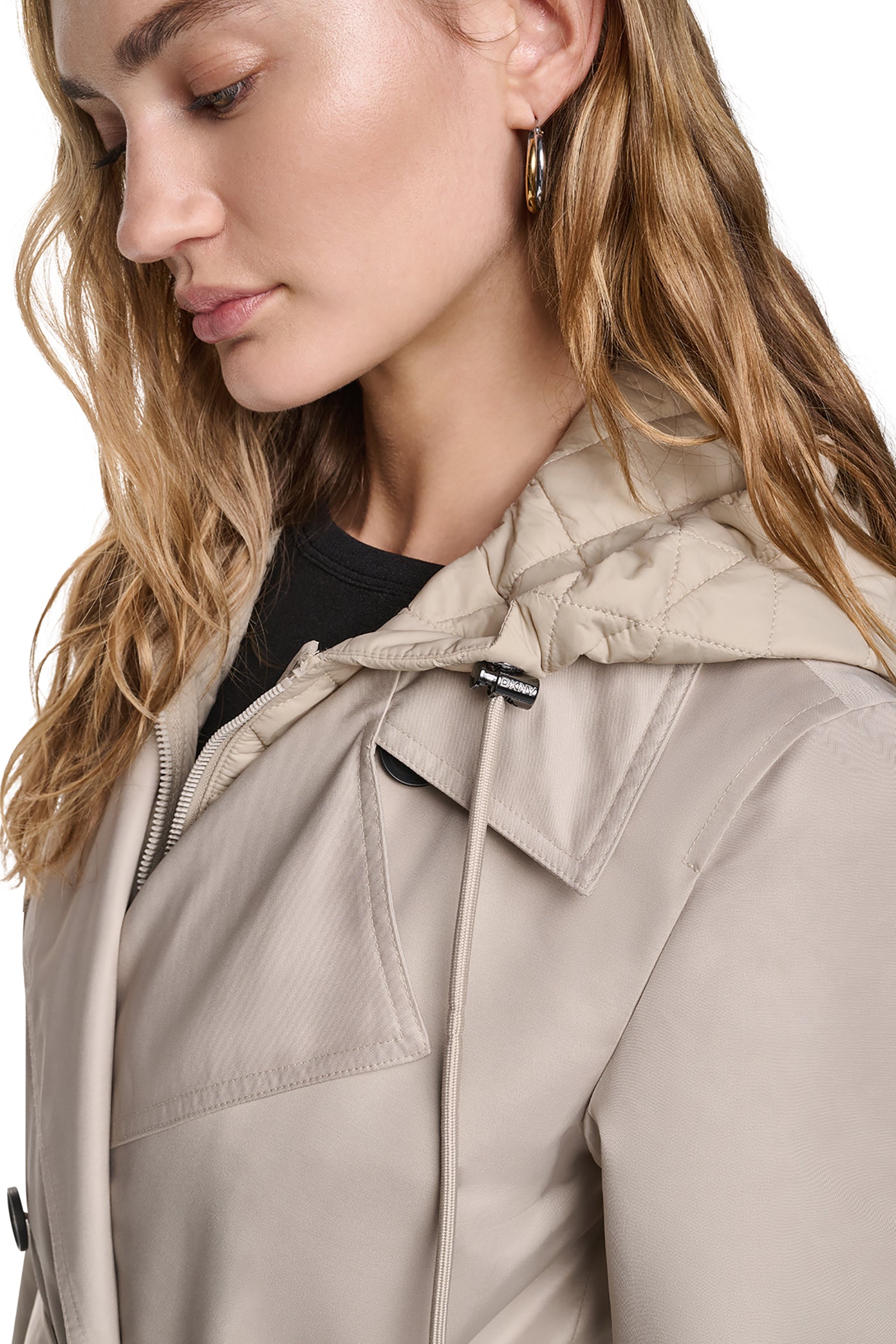 DOUBLE BREASTED QUILTED HOOD TRENCH - Image 9