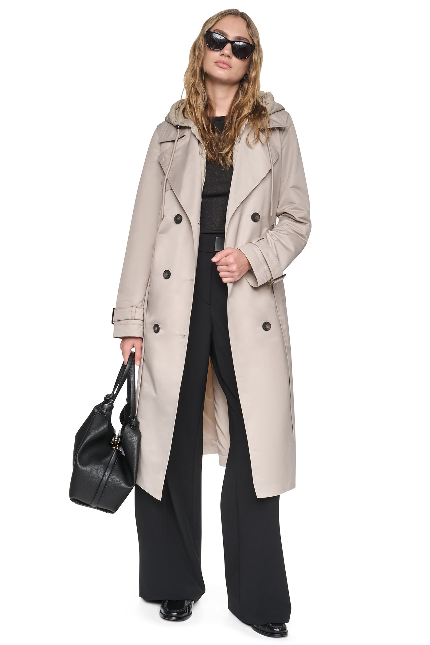 DOUBLE BREASTED QUILTED HOOD TRENCH - Image 2