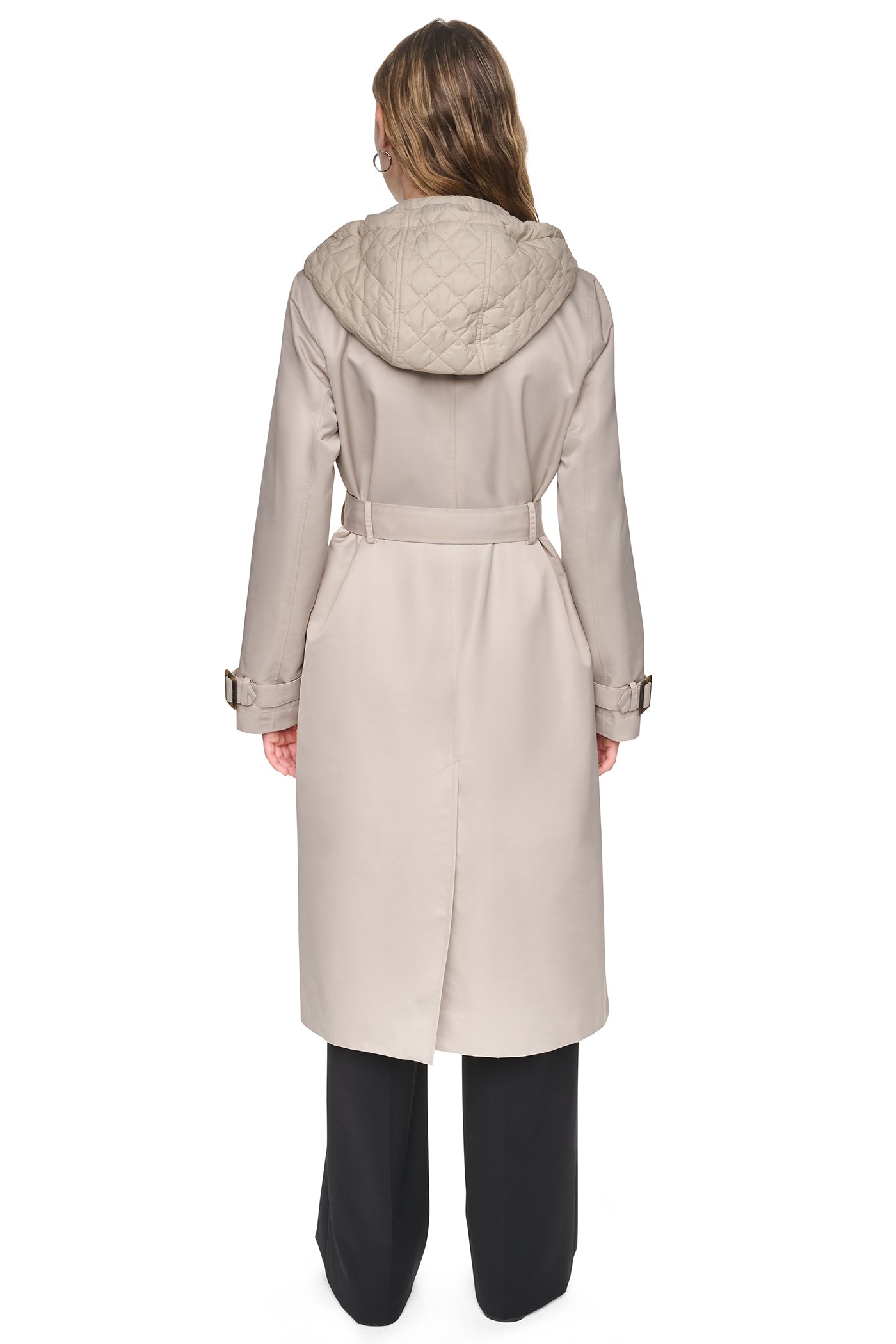 DOUBLE BREASTED QUILTED HOOD TRENCH - Image 3
