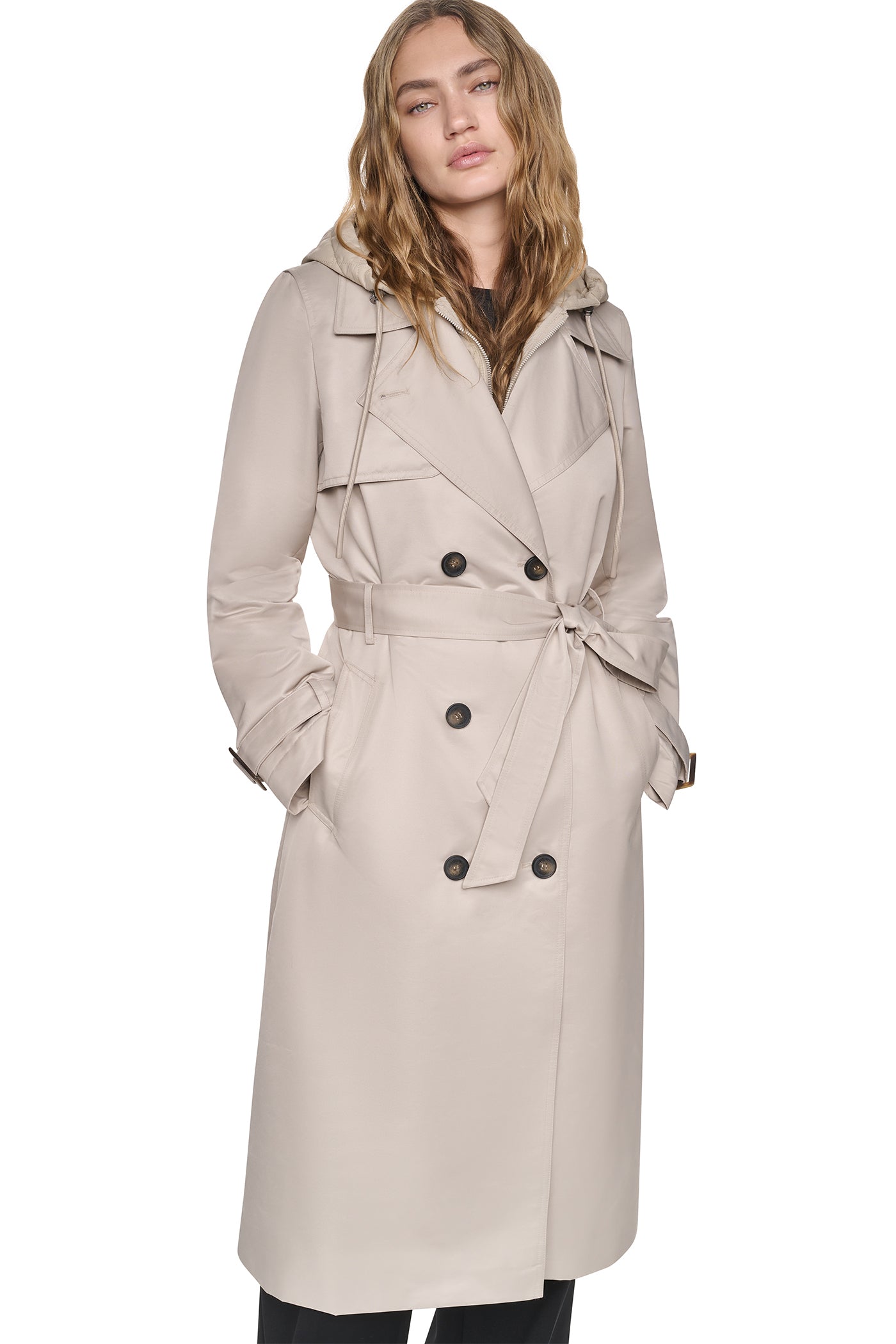 DOUBLE BREASTED QUILTED HOOD TRENCH - Image 8