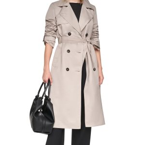 DOUBLE BREASTED QUILTED HOOD TRENCH