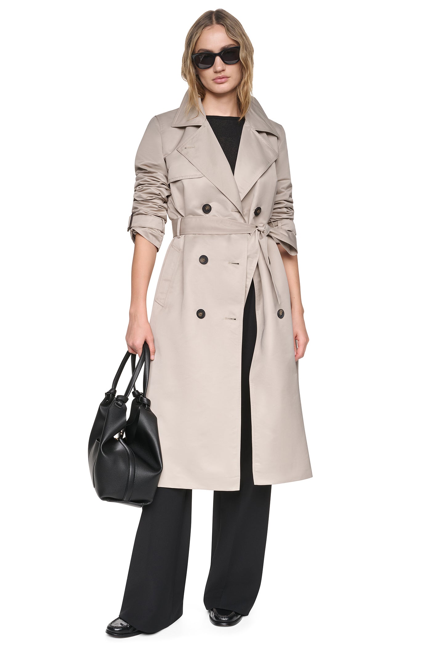 DOUBLE BREASTED QUILTED HOOD TRENCH