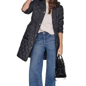 CORDUROY COLLAR HOODED QUILTED COAT