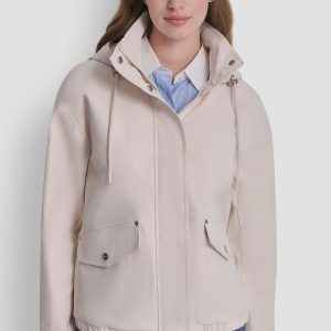 HIGH COLLAR BOMBER JACKET WITH HOOD