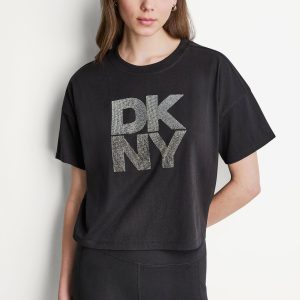 STACKED OMBRE RHINESTONE LOGO TEE
