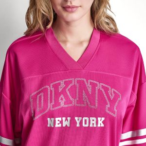 RHINESTONE VARSITY LOGO V-NECK JERSEY