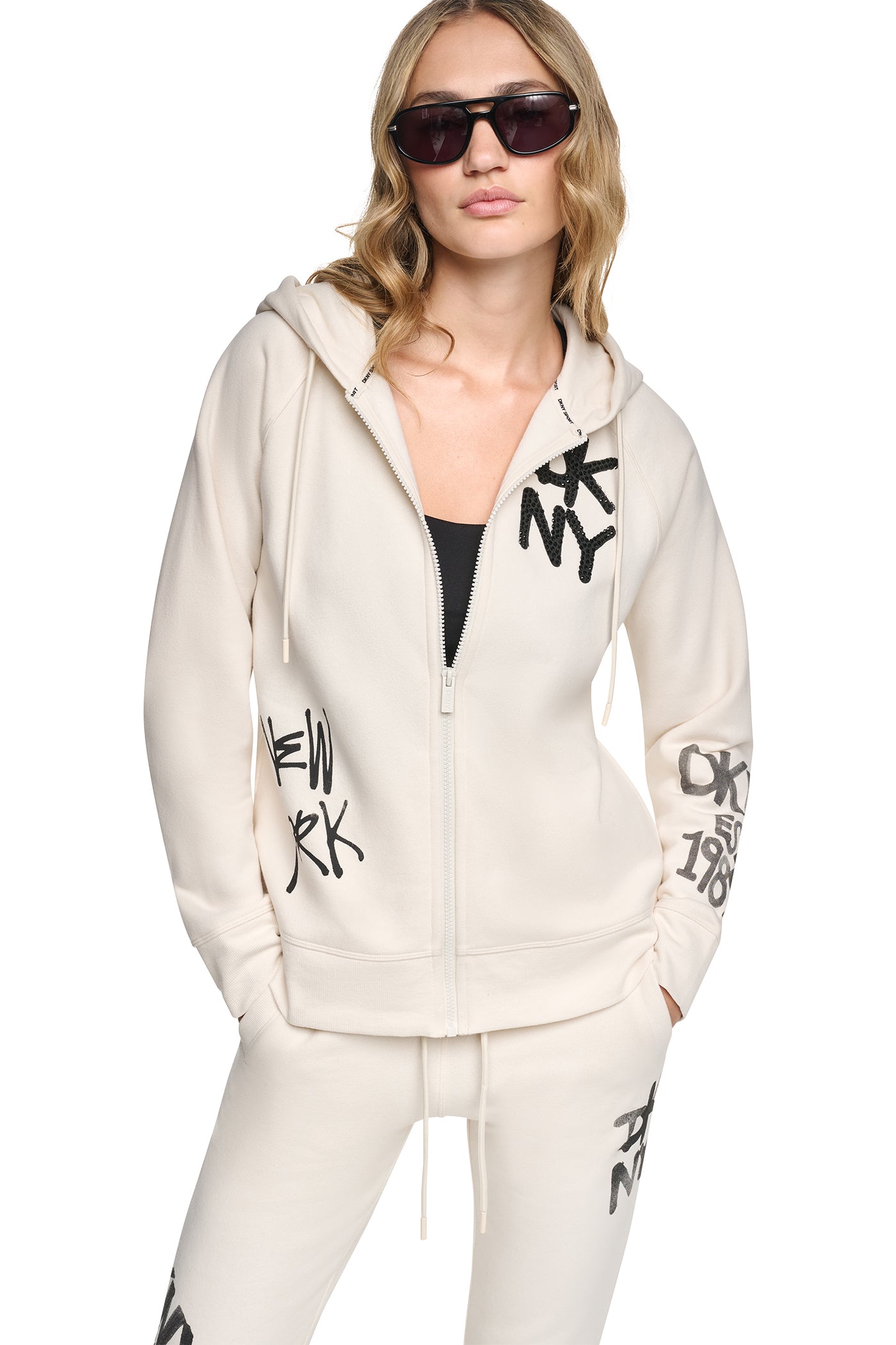 GRAFFITI RHINESTONE FULL-ZIP HOODIE