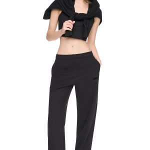 HIGH RISE FLOCKED LOGO RELAXED PANT