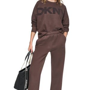 HIGH RISE FLOCKED LOGO RELAXED PANT