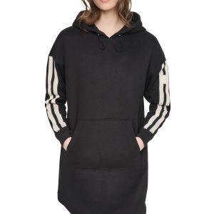 STRIPED MINI HOODIE DRESS