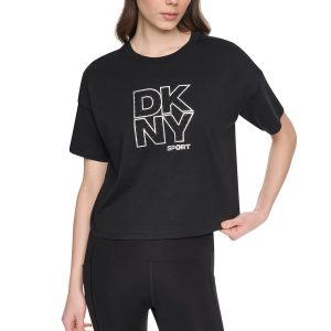 CROPPED CRYSTAL STACKED LOGO TEE