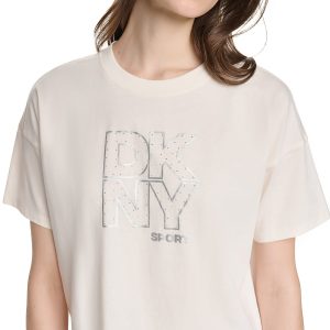 CROPPED CRYSTAL STACKED LOGO TEE