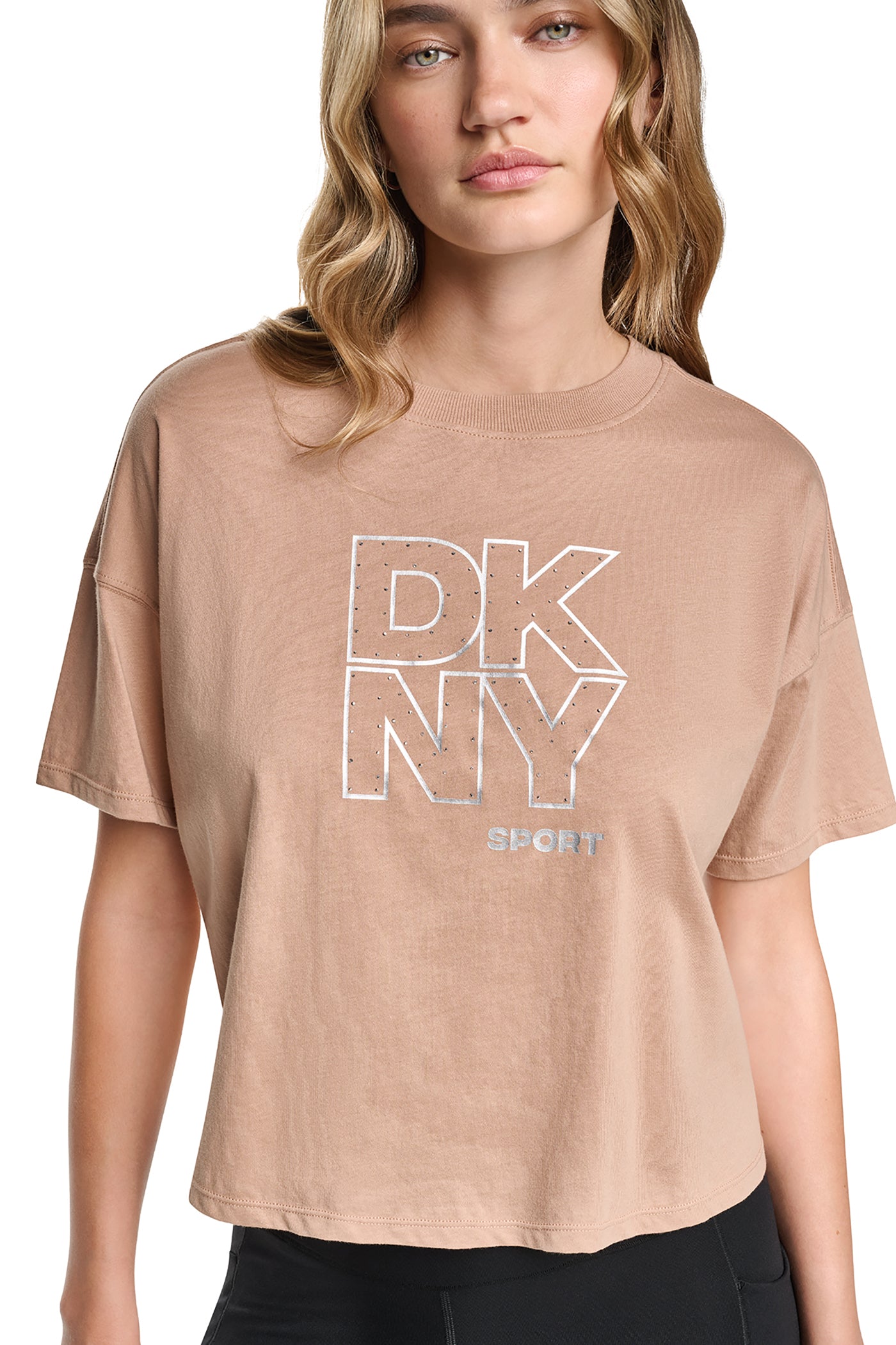 CROPPED CRYSTAL STACKED LOGO TEE