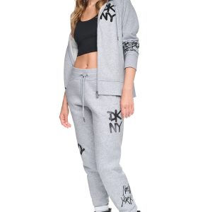MID-RISE GRAFFITI RHINESTONE LOGO JOGGER