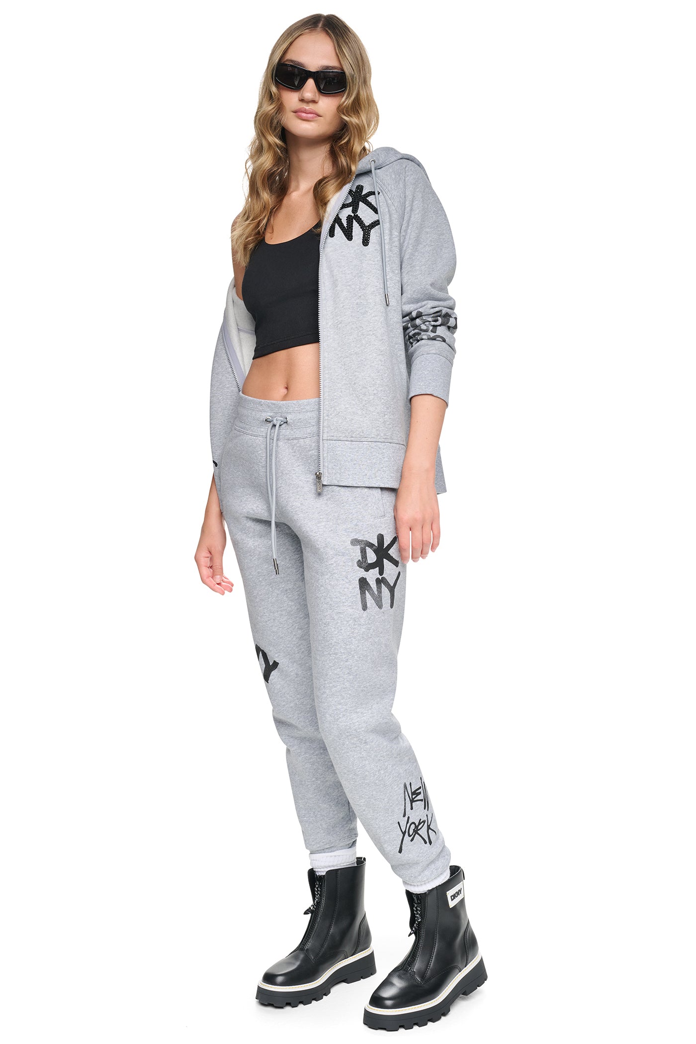 MID-RISE GRAFFITI RHINESTONE LOGO JOGGER