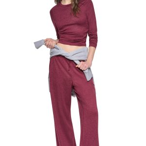 LONG SLEEVE SPACEDYE RUCHED TOP