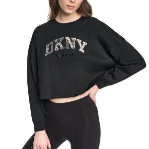 CROPPED SEQUIN VARSITY LOGO TEE