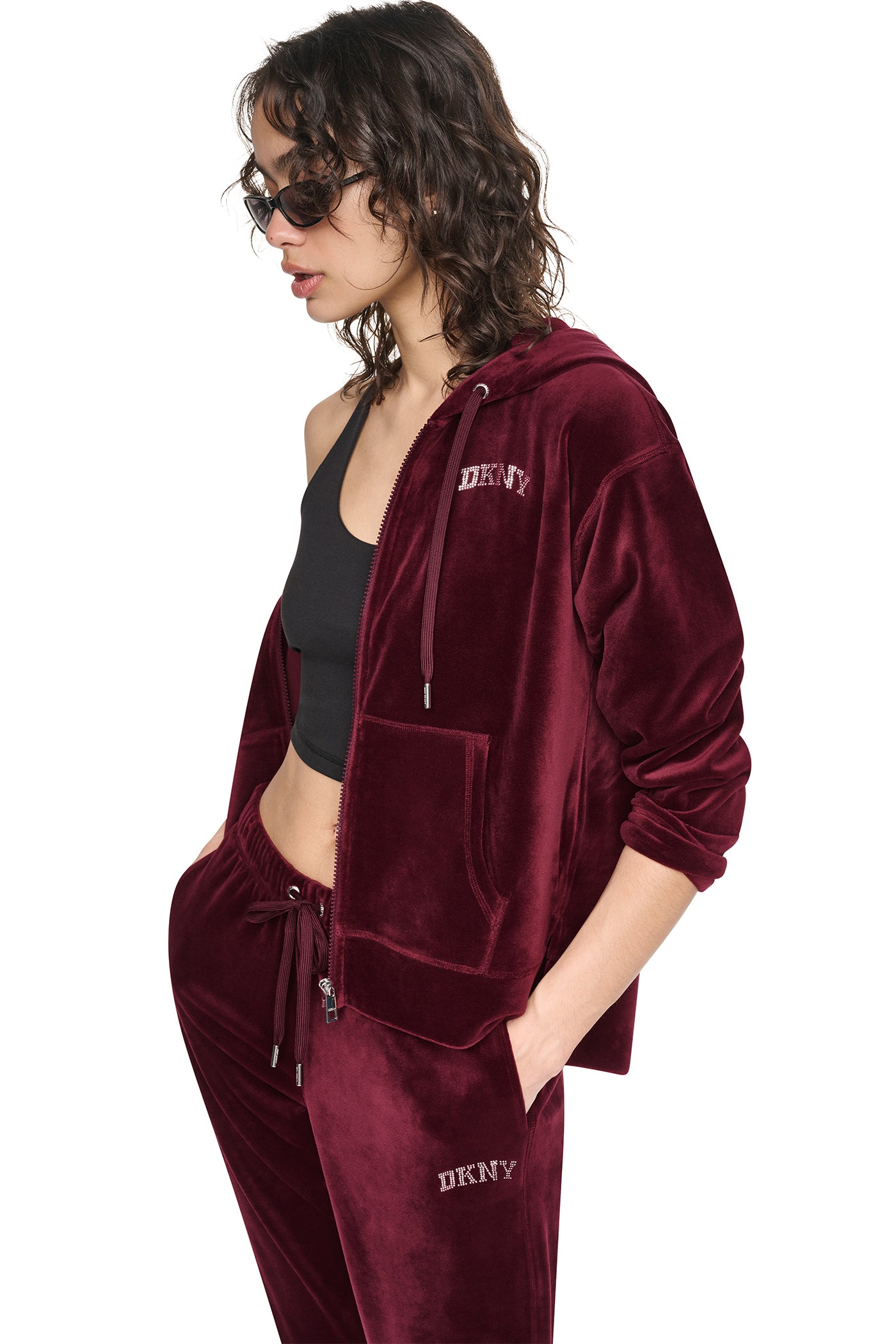 VARSITY VELOUR RHINESTONE LOGO FULL ZIP HOODIE - Image 7
