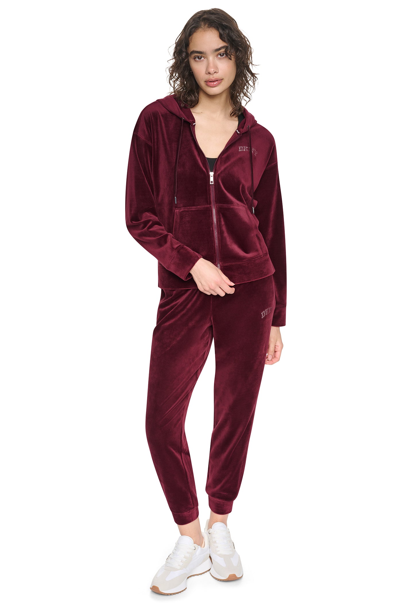 VARSITY VELOUR RHINESTONE LOGO FULL ZIP HOODIE - Image 5