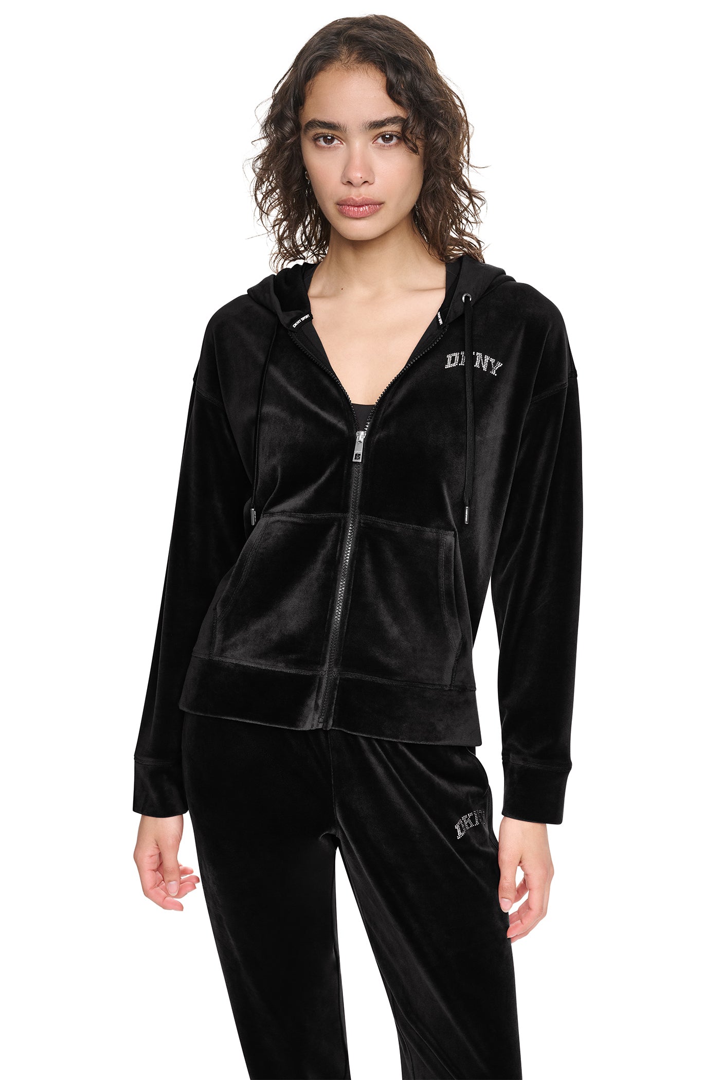 VARSITY VELOUR RHINESTONE LOGO FULL ZIP HOODIE - Image 2