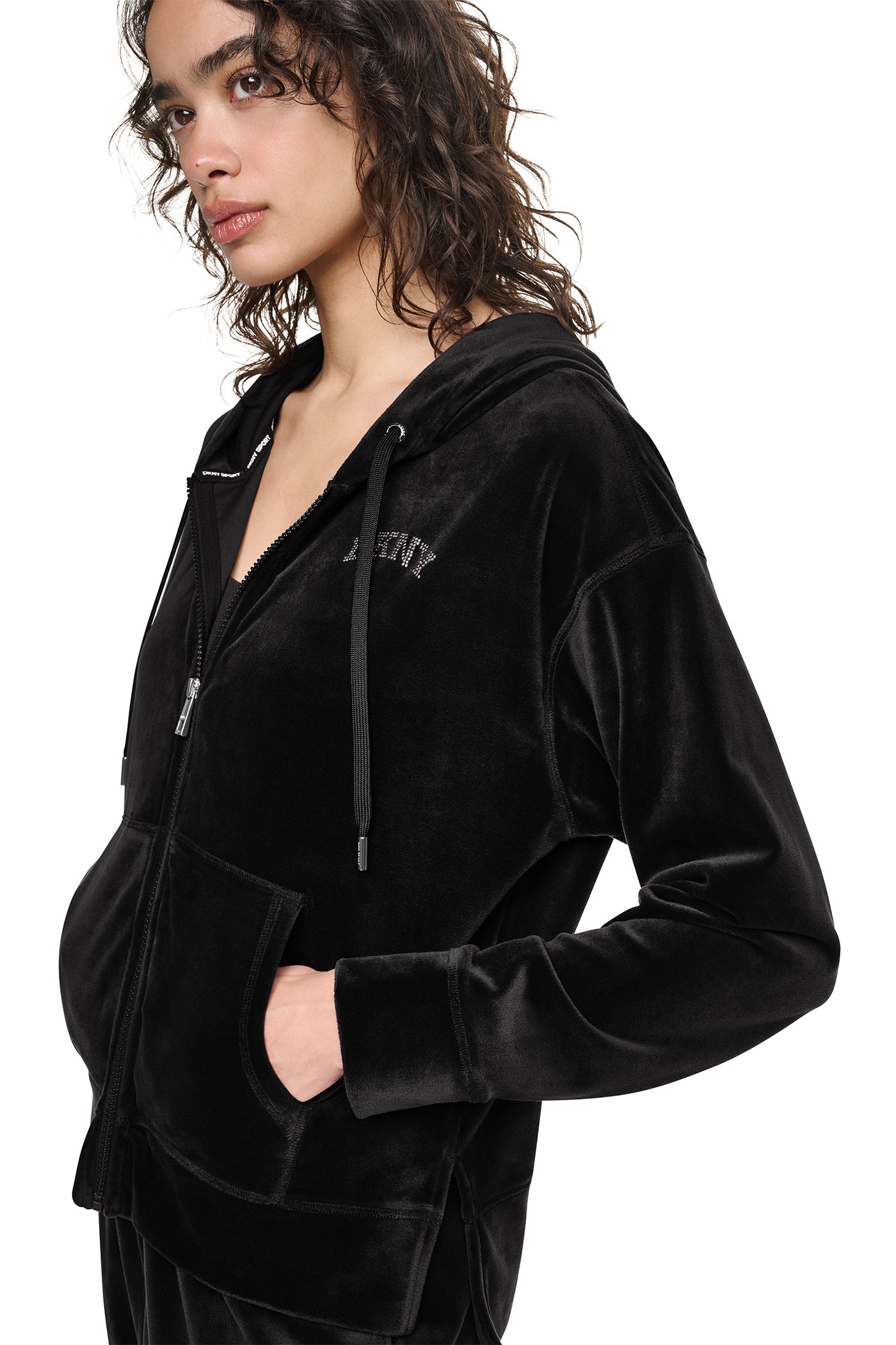 VARSITY VELOUR RHINESTONE LOGO FULL ZIP HOODIE - Image 8