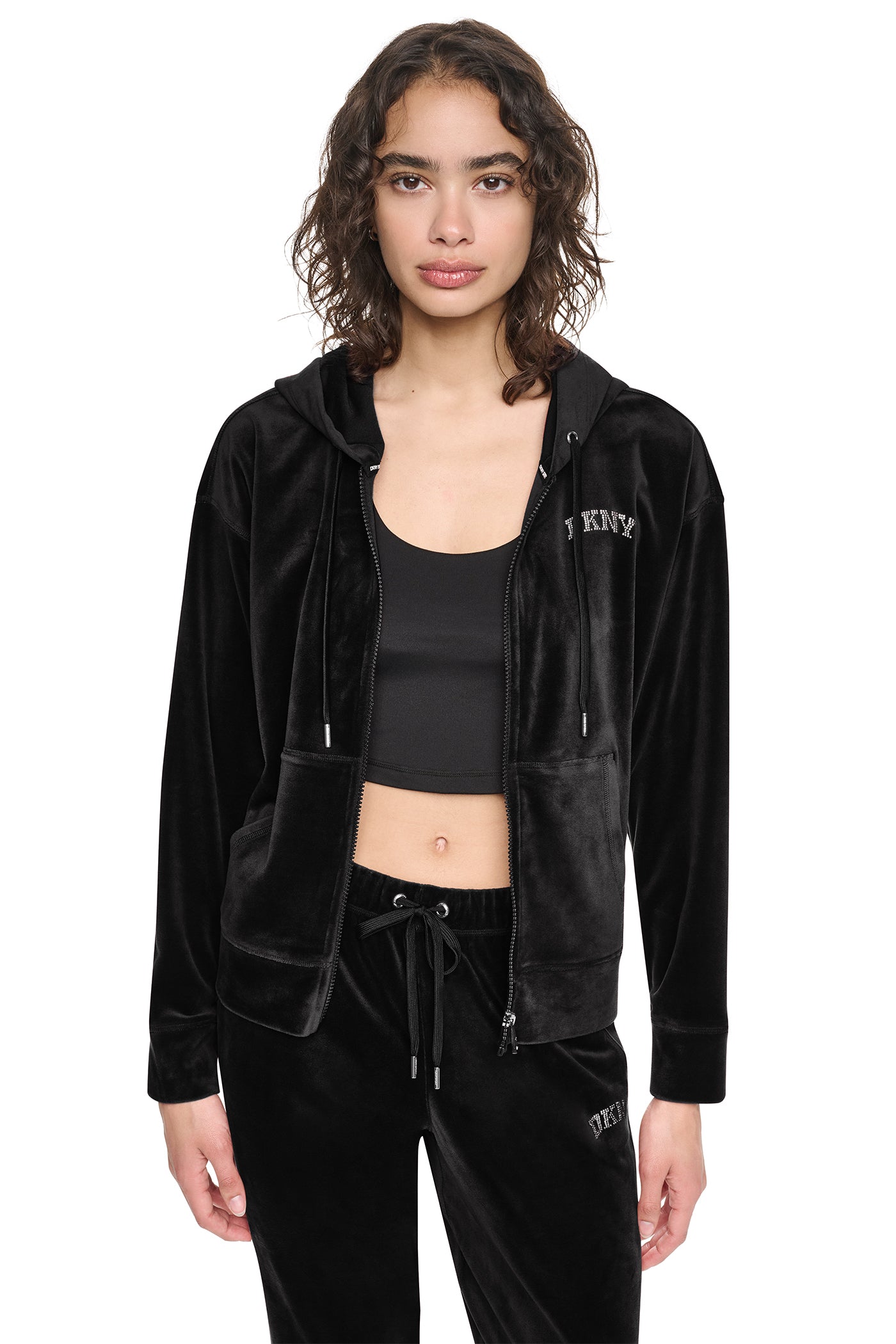 VARSITY VELOUR RHINESTONE LOGO FULL ZIP HOODIE - Image 7