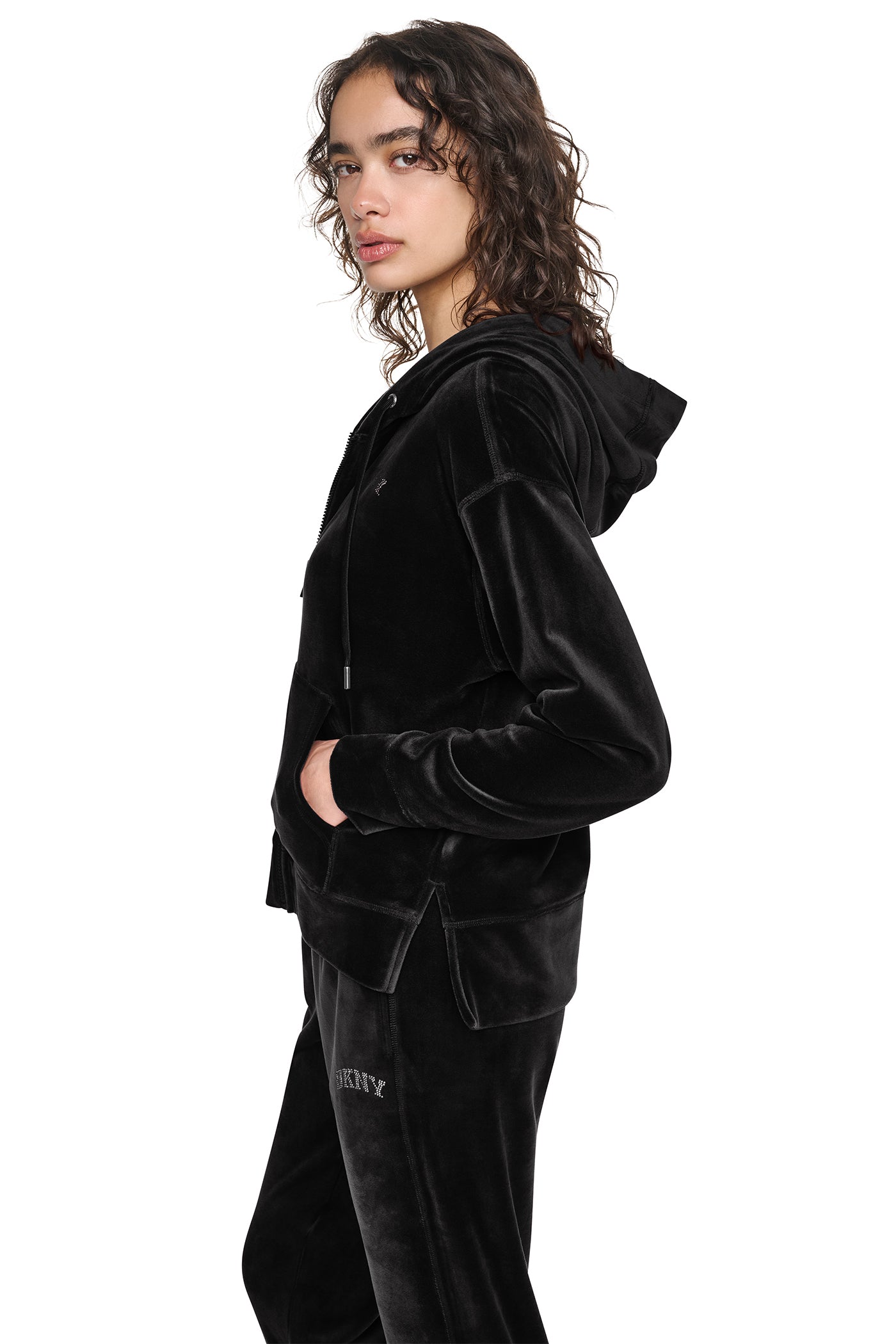 VARSITY VELOUR RHINESTONE LOGO FULL ZIP HOODIE - Image 4