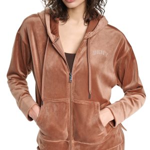 VARSITY VELOUR RHINESTONE LOGO FULL ZIP HOODIE