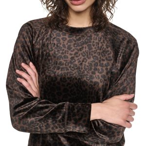 VELOUR ANIMAL PRINT PULLOVER
