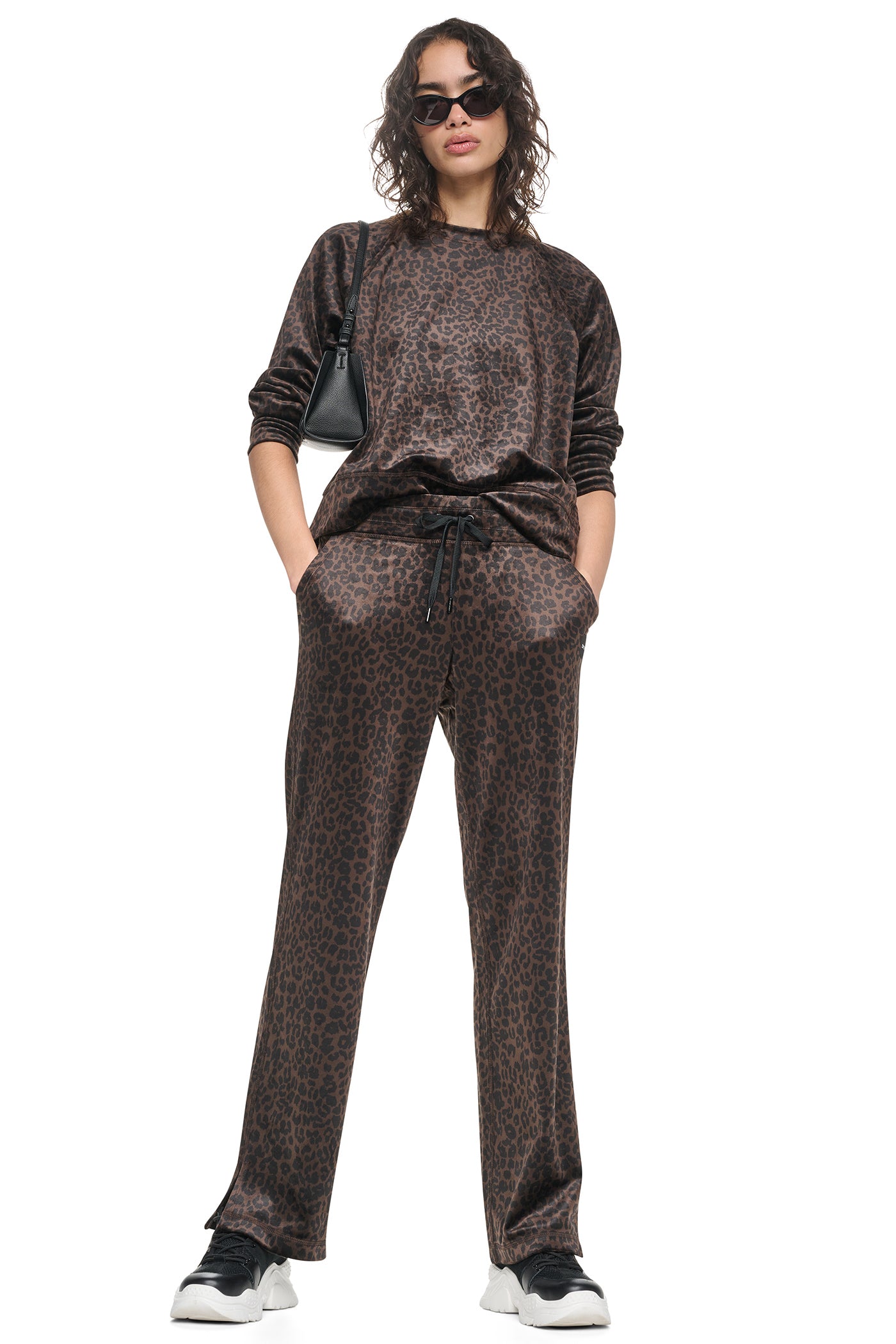 VELOUR ANIMAL PRINT MID-RISE PANT - Image 8