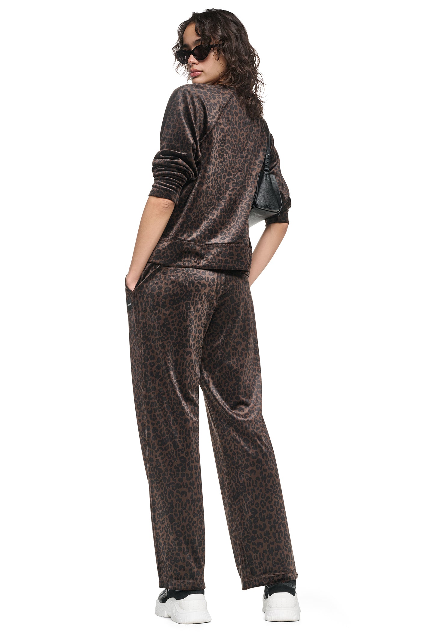 VELOUR ANIMAL PRINT MID-RISE PANT - Image 9