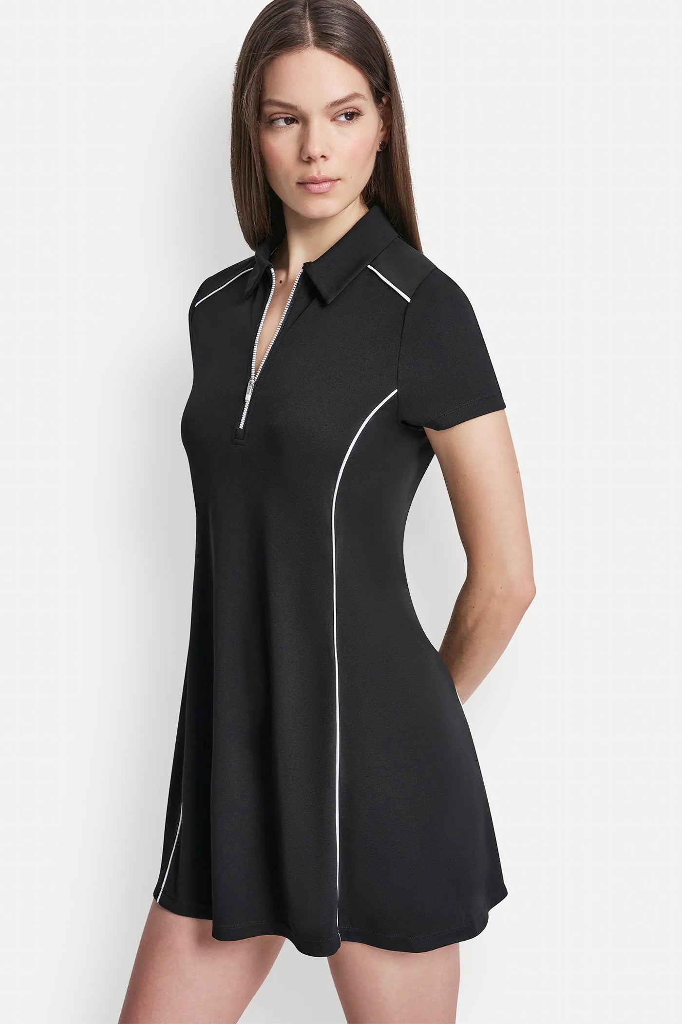 HALF-ZIP POLO DRESS WITH CONTRAST PIPING - Image 2